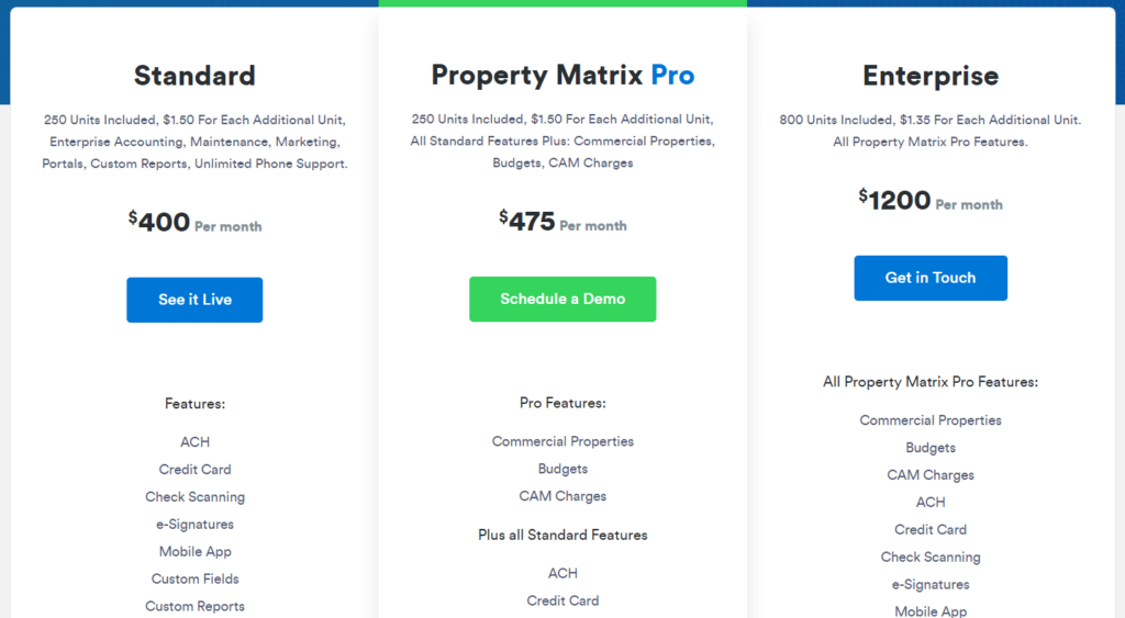 Property Matrix-commercial real estate property management software company pricing