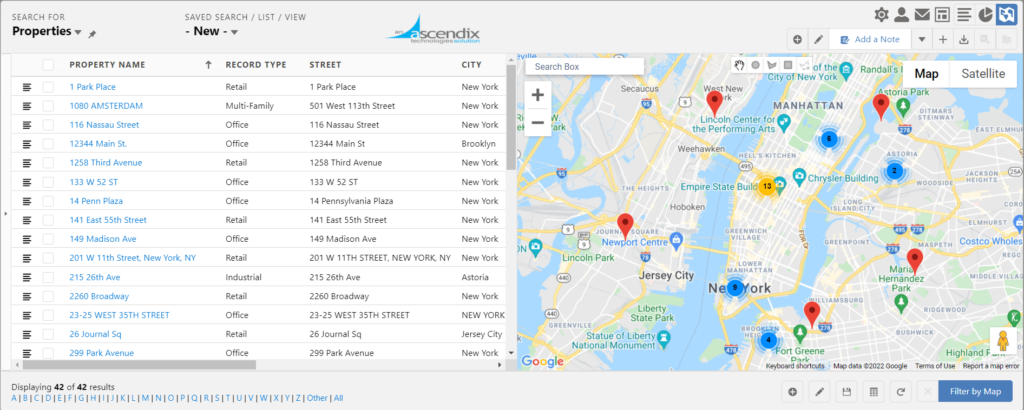 Advanced searches for properties/contacts/availabilities in Ascendix Search