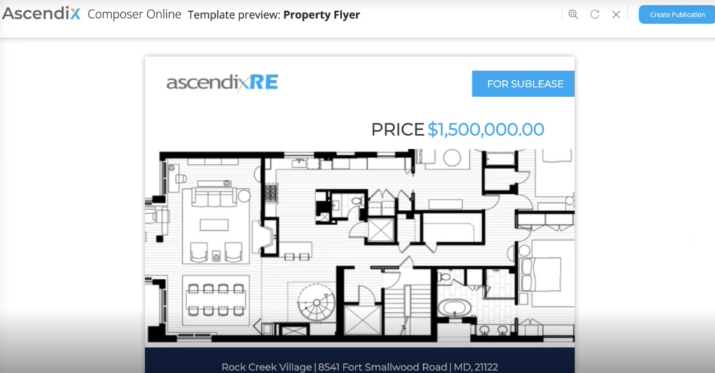 Property listing promo with publication tool 