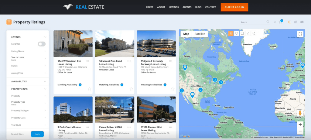 Property Listings View in MarketSpace 