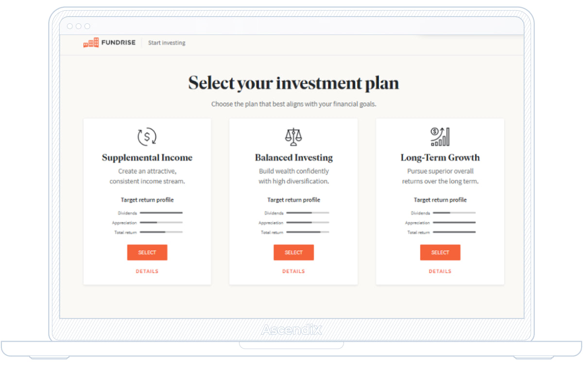 Fundrise Choose Your Plan Interface