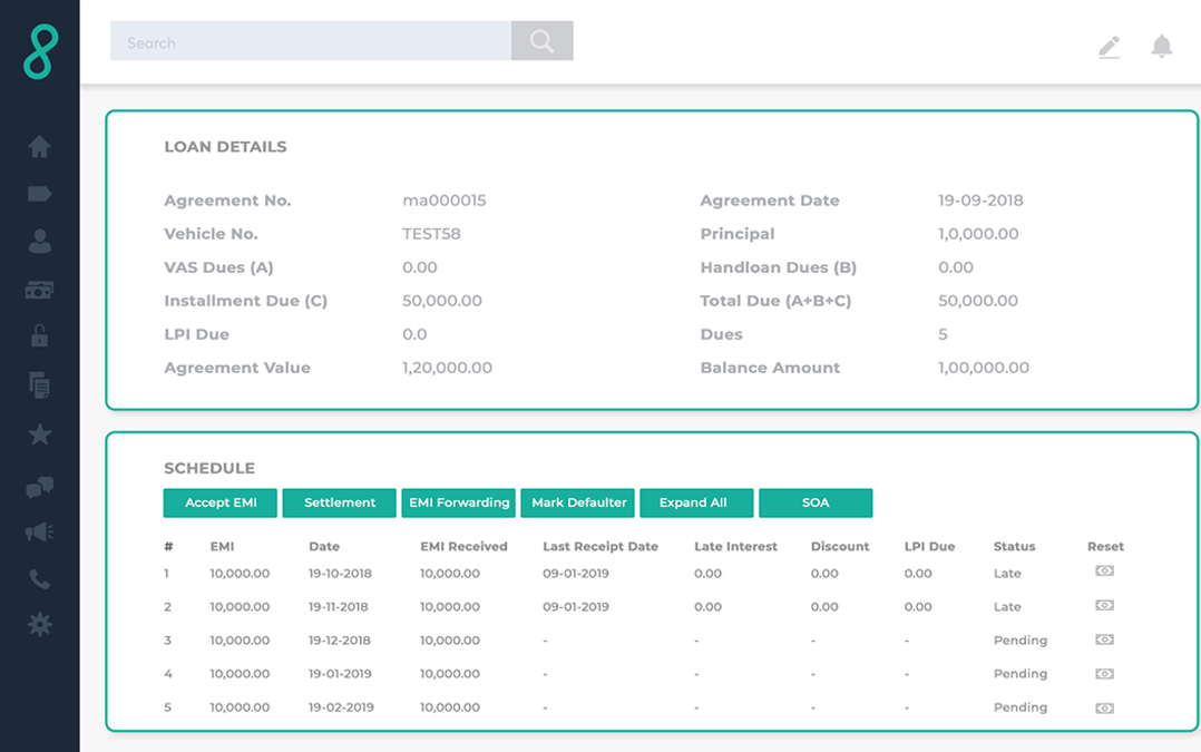interface of lender's portal in hard money lending software