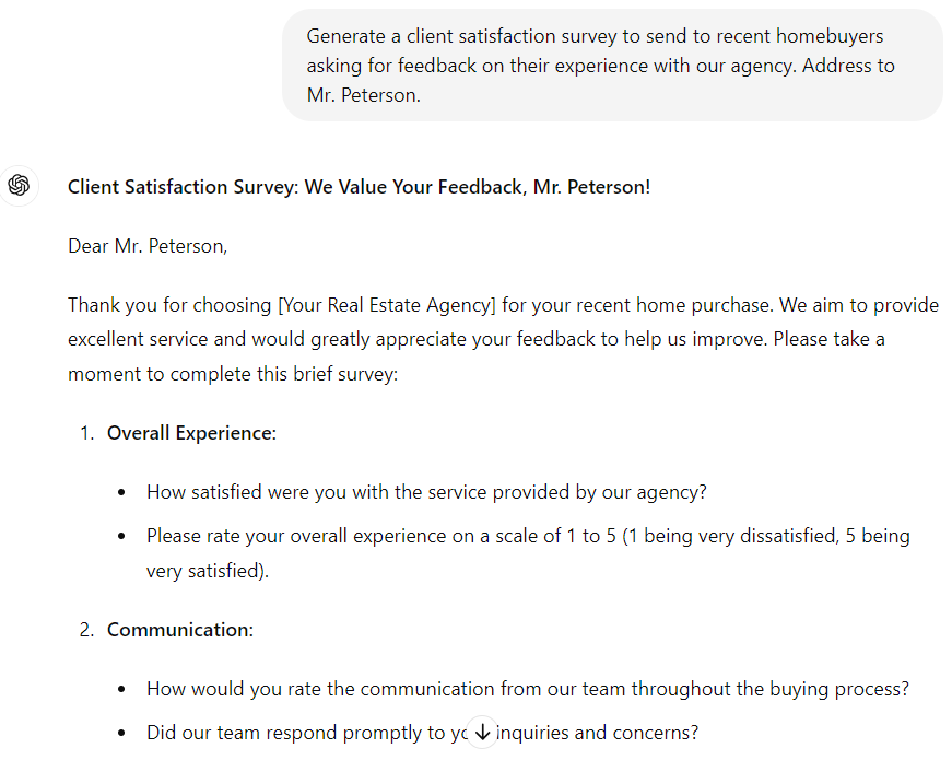 ChatGPT for Real Estate | Automating Client Surveys