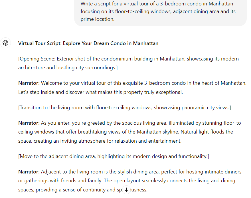 ChatGPT for Real Estate | Creating Virtual Tour Scripts