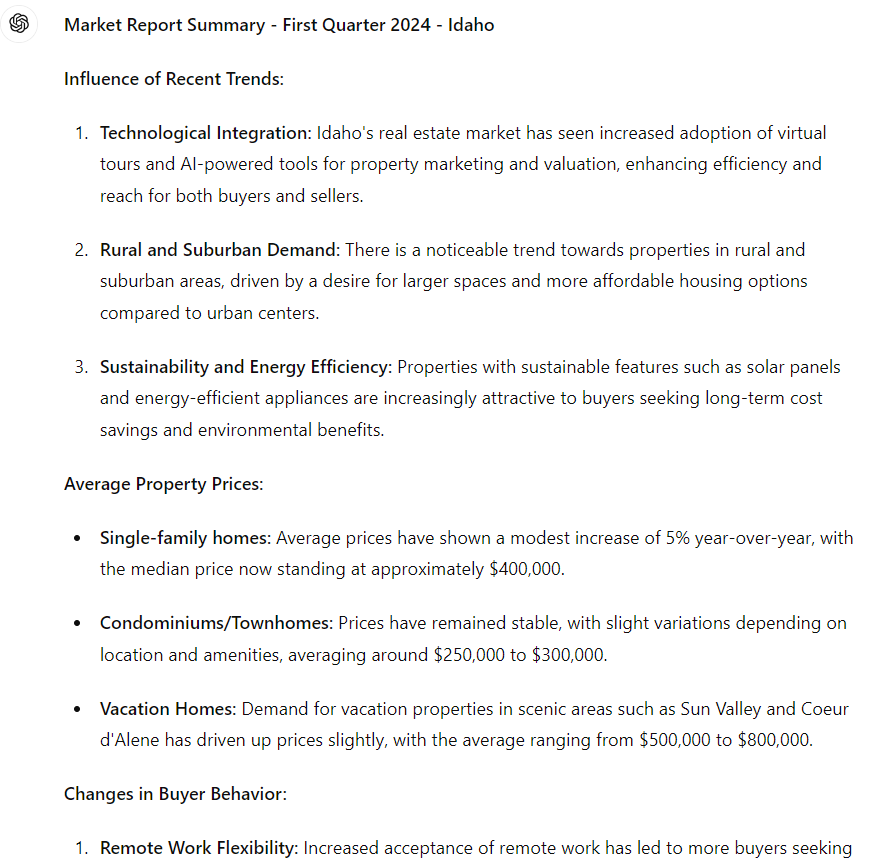 ChatGPT for Real Estate | Generating Market Reports