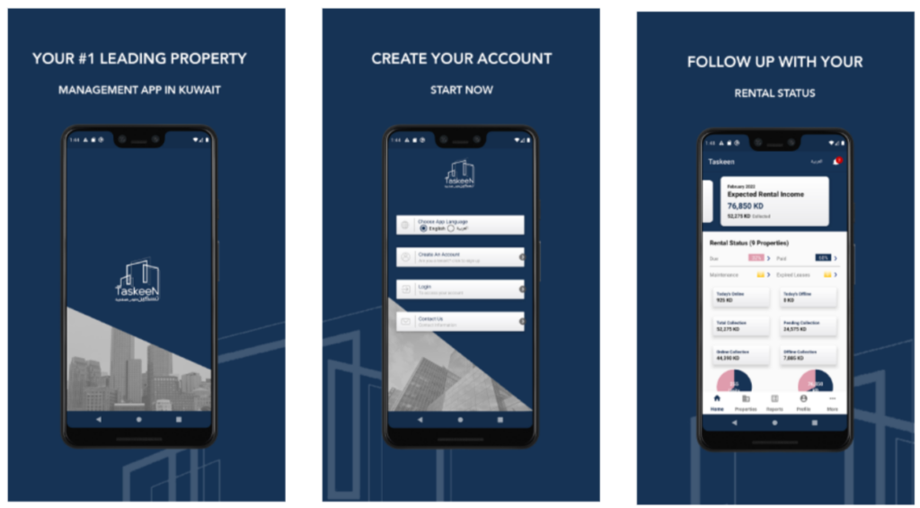 Kuwait real estate: Taskeen application interface