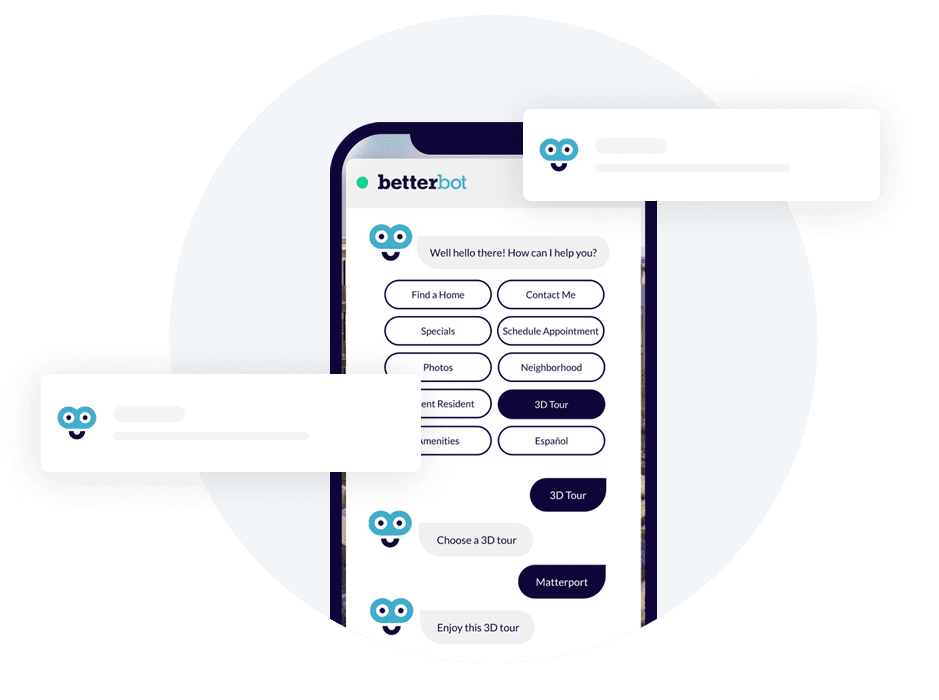 Menu-based multifamily chatbot BetterBot Interface