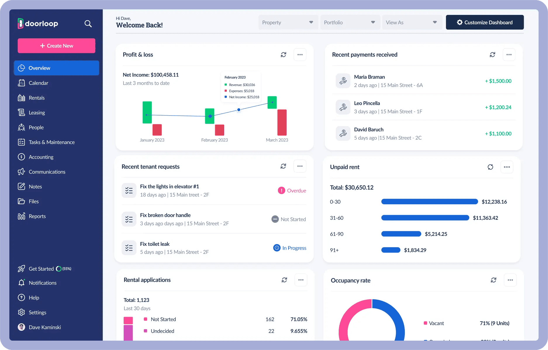 DoorLoop dashboard