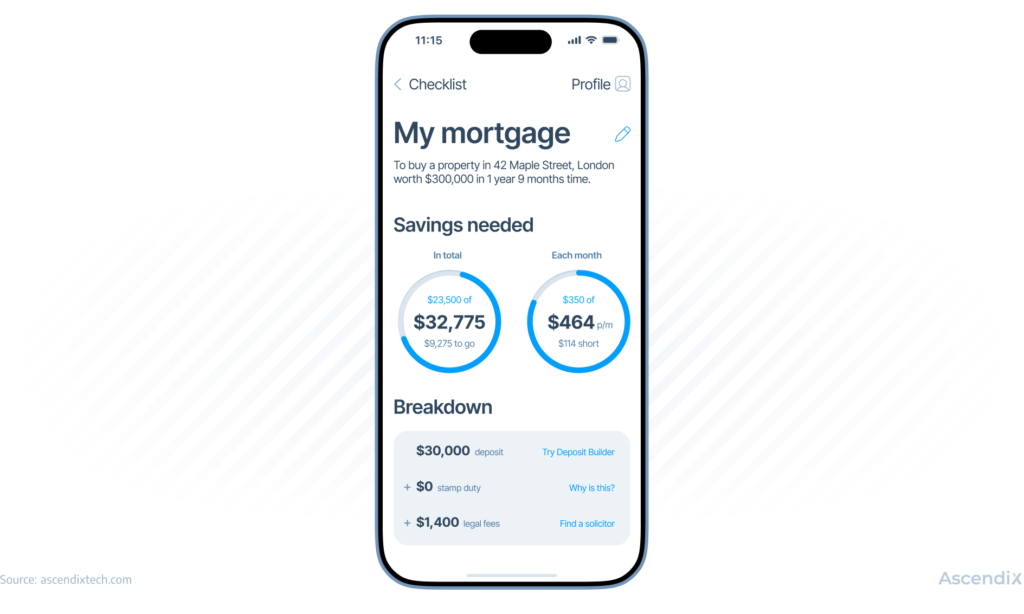 mobile mortgage application development - personal account